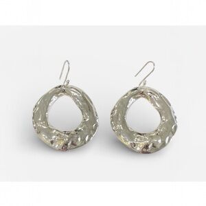 Elegant Silver Hammered XL Hoop Earrings